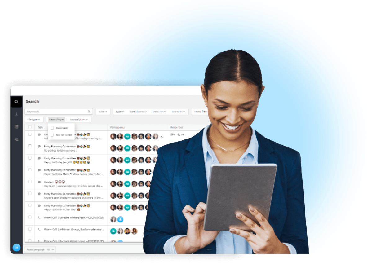 Communications archiving interface and mobile conversation