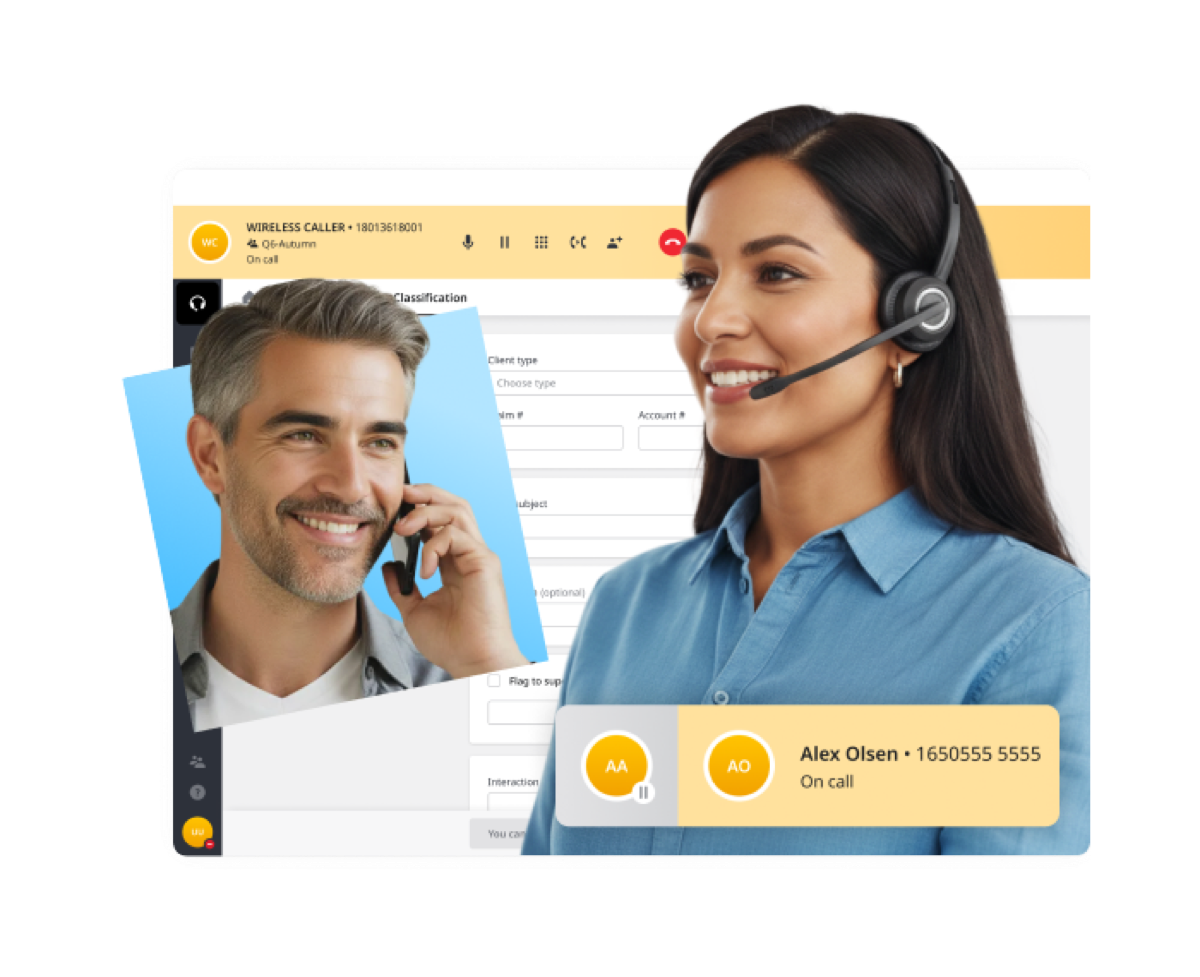 Contact center agent interface and headset user